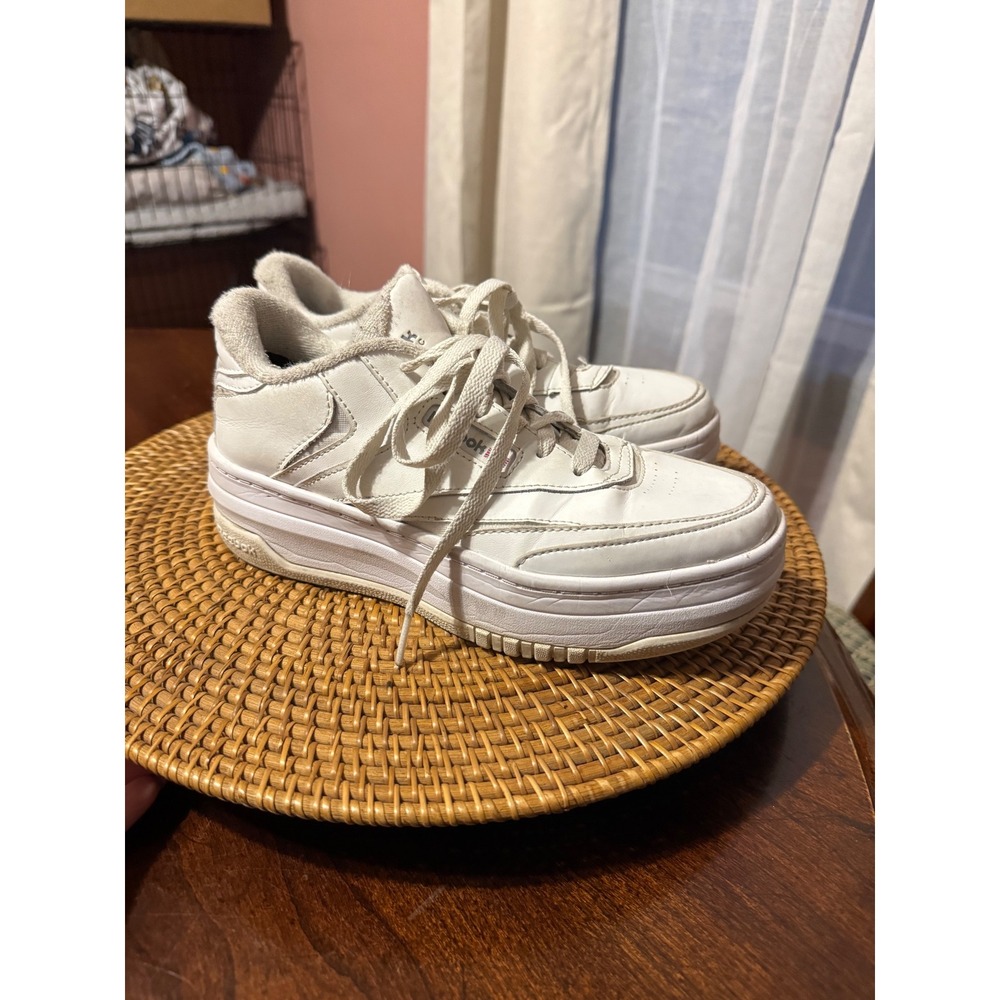 Reebok Club C Extra White Leather Platform Sneakers 100075205 Kids 4.5Y